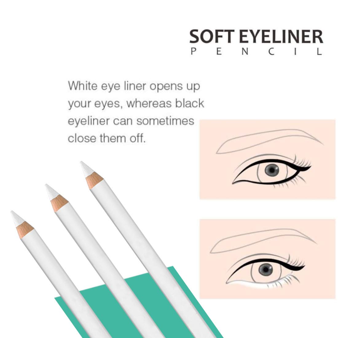 VARS LONDON White Kajal Pencil - Waterproof & Smudge Proof Eyeliner for Bright Eyes | Auto White Kohl Kajal for Day & Night Makeup | Perfect for Festivals, Parties & Special Occasions