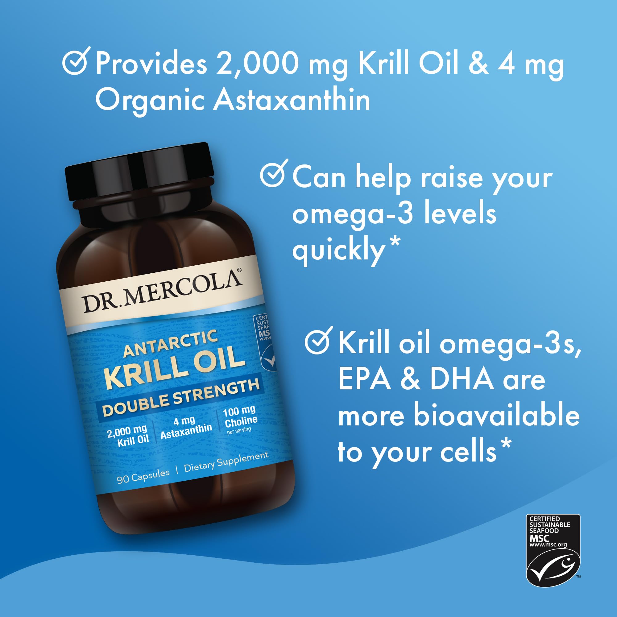 Dr. Mercola Krill Oil Double Strength - 90 Servings (270 Capsules) | 2000mg Omega-3 Supplement with EPA & DHA | Non-GMO, MSC Certified | Supports Heart, Brain & Joint Health | Perfect for Active Lifestyles & Wellness Routines