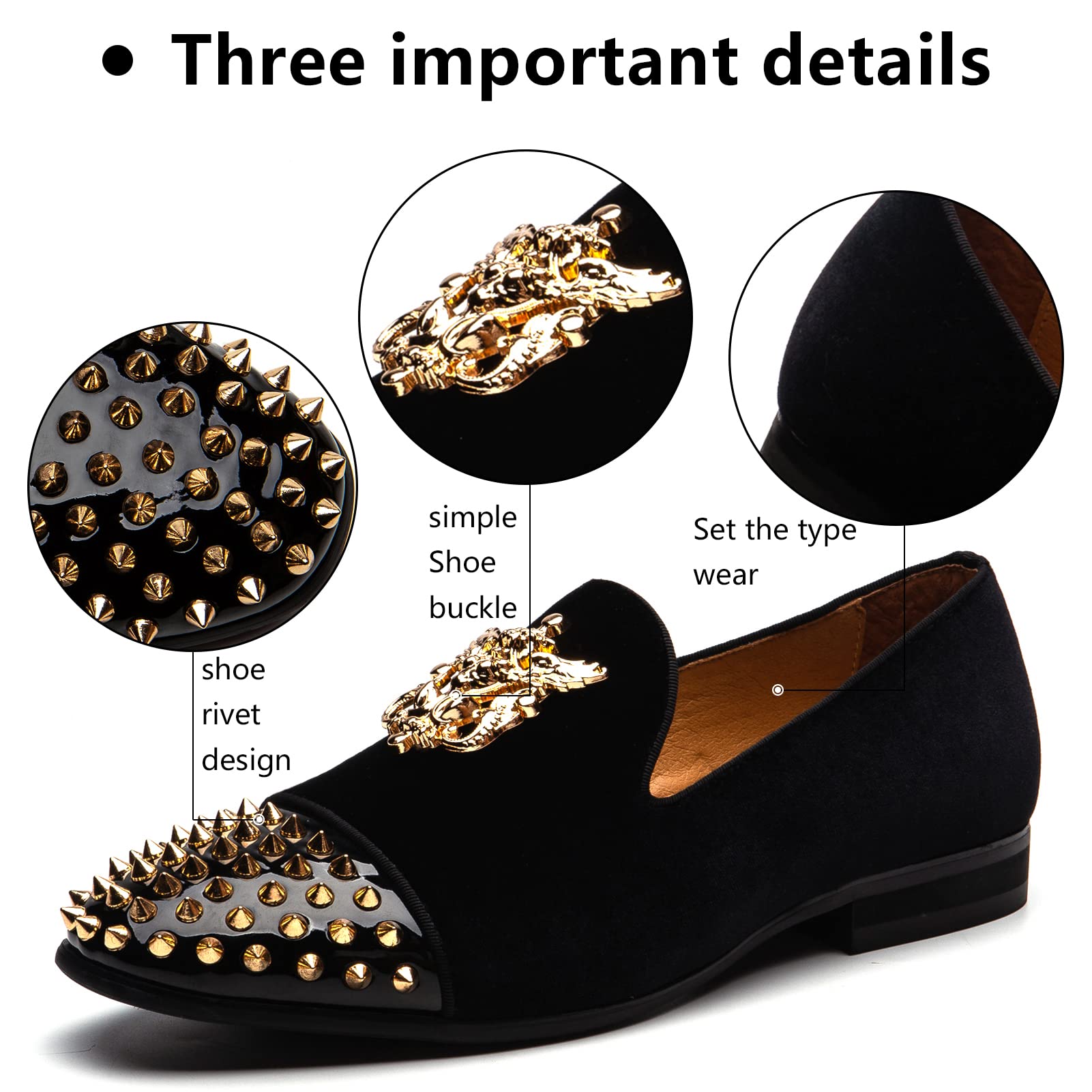 **Meijiana Men's Velvet Loafers - Luxury Dress Shoes with Metal Embellishments for Parties, Weddings & Formal Events**