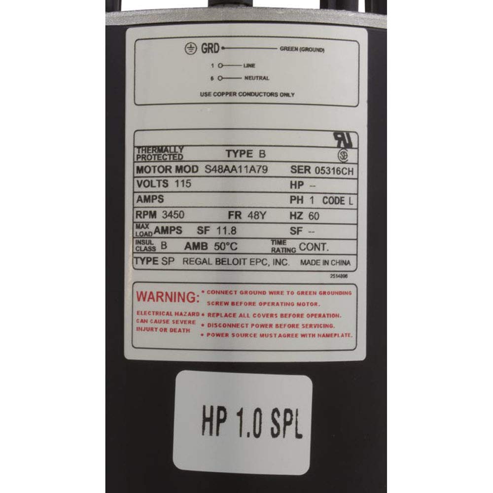 Waterway Plastics 3410410-15 1 HP 115V Single Speed Spa Pump with 1.5