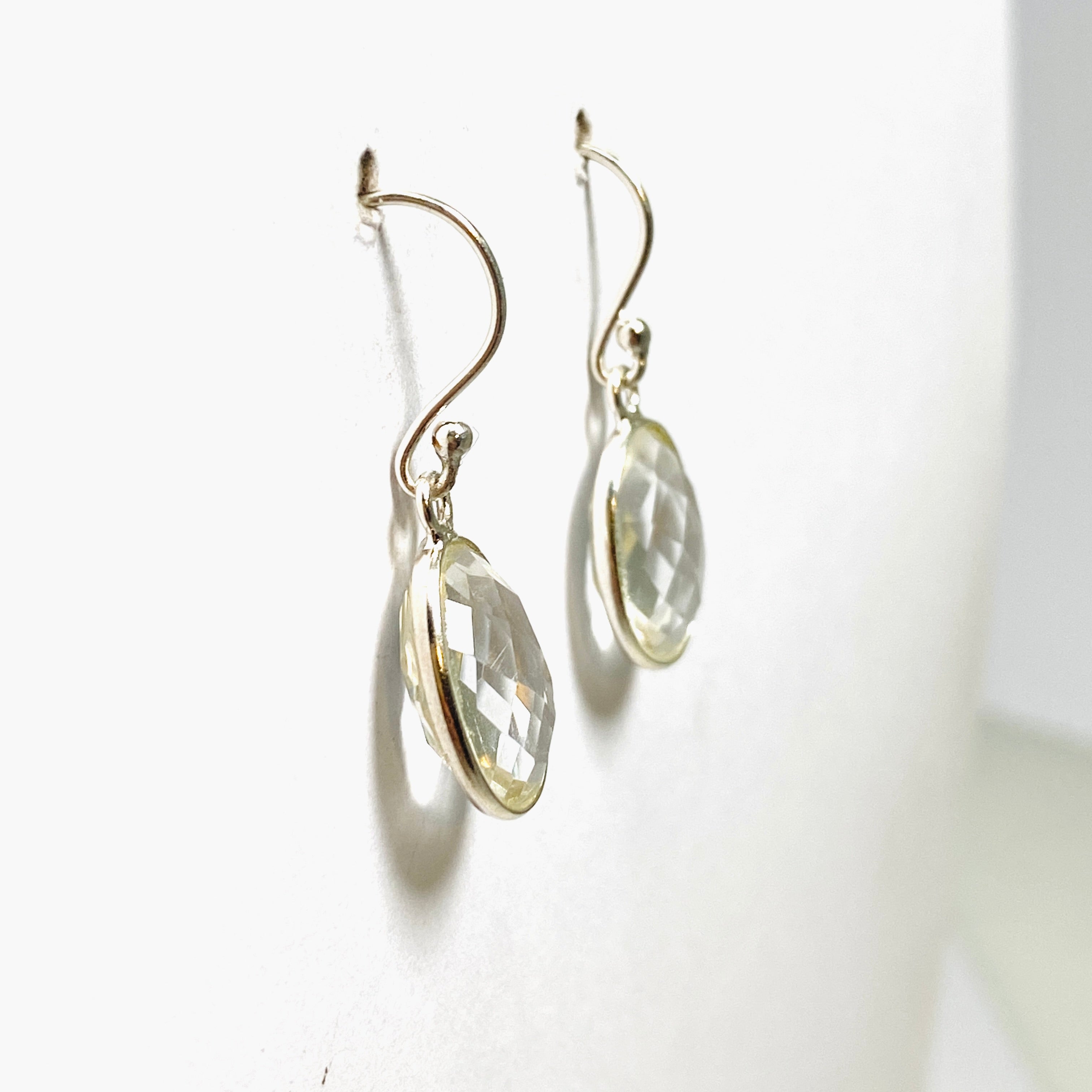 Clear Quartz Oval Checkerboard Faceted Earrings for Women - Elegant Crystal Dangle Earrings for Party, Wedding & Evening Out