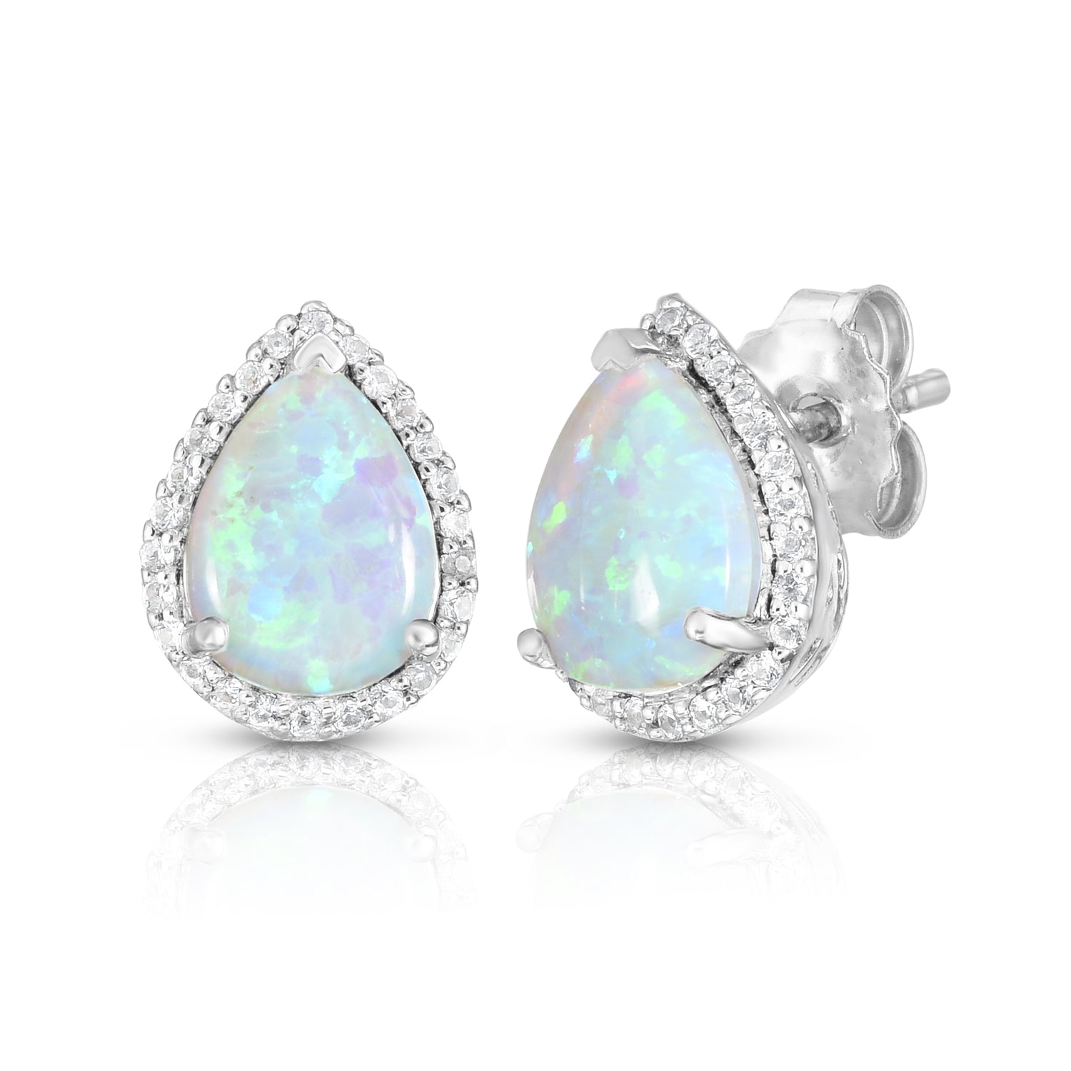 Exquisite Opal & White Sapphire Earrings for Women – Elegant Sterling Silver Jewelry Gift for Birthday, Anniversary & Special Occasions