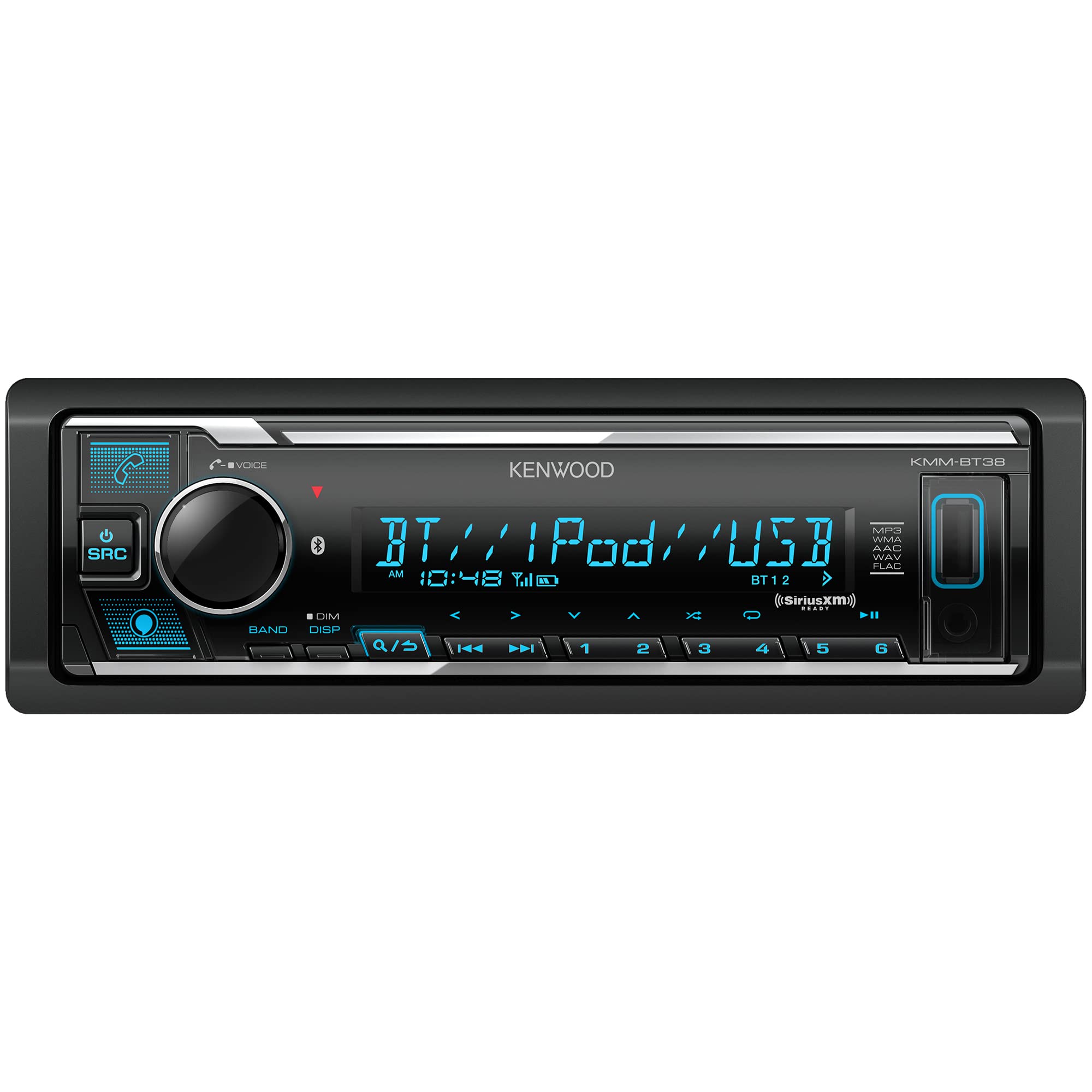 KENWOOD KMM-BT38 Bluetooth Car Stereo with USB Port & AM/FM Radio | MP3 Player | Multi-Color LCD Display | Detachable Faceplate | Built-in Amazon Alexa | SiriusXM Tuner Compatible | Perfect for Road Trips & Daily Commuting