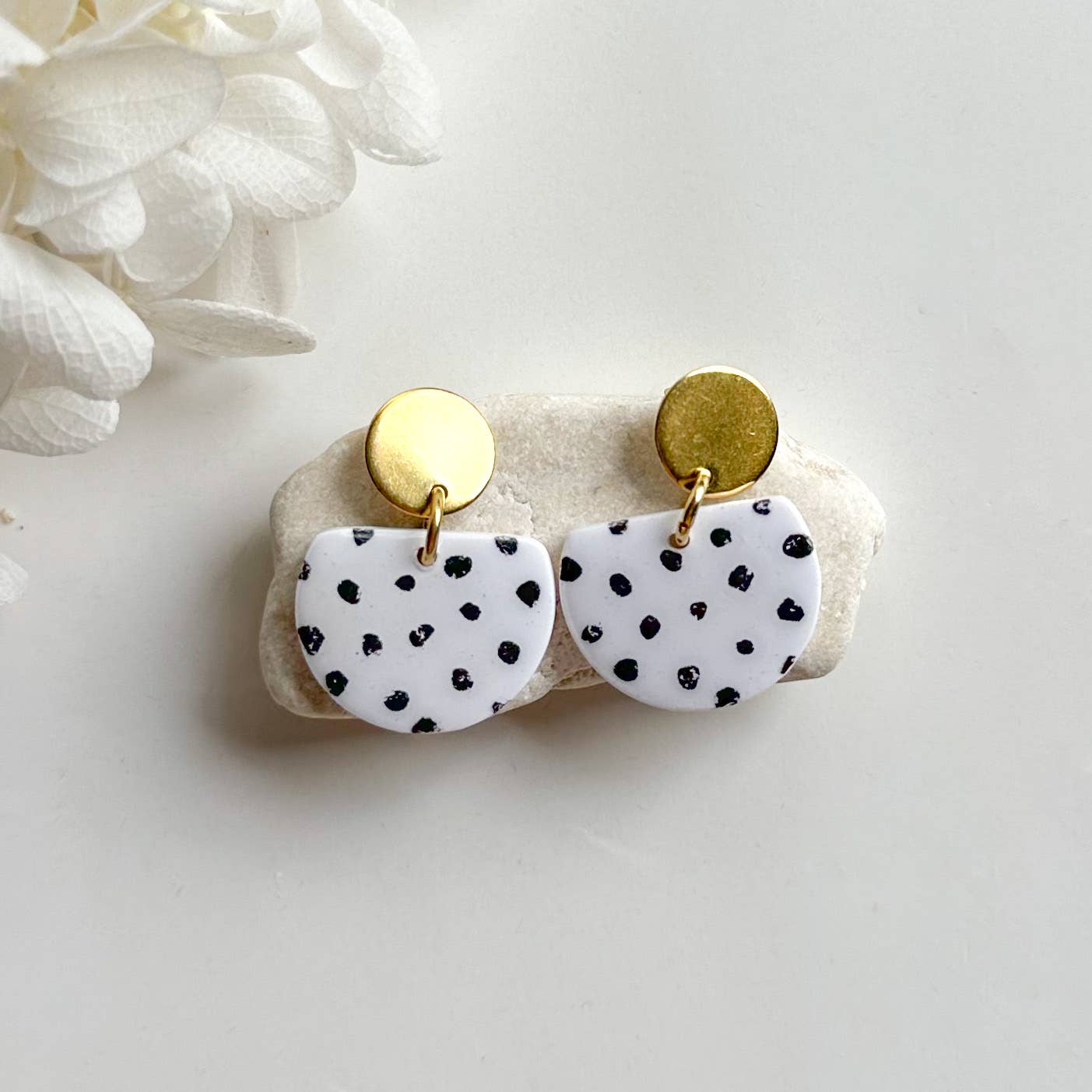Black and White Spot Collection Small Dangle Earrings for Women - Trendy Geometric Stud Earrings for Casual Wear, Office, and Party Outfits