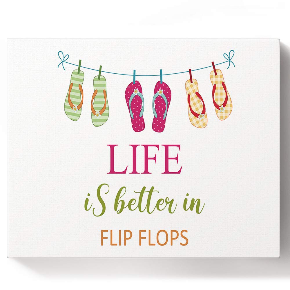 DIY Digital Canvas Oil Painting Kit - Paint by Numbers for Adults & Beginners | 'Life is Better in Flip Flops' Summer Theme | 12x16 Inch Wall Art for Living Room, Dining Room, Bedroom & Office Decor | Relaxing Hobby & Home Decoration Gift Idea