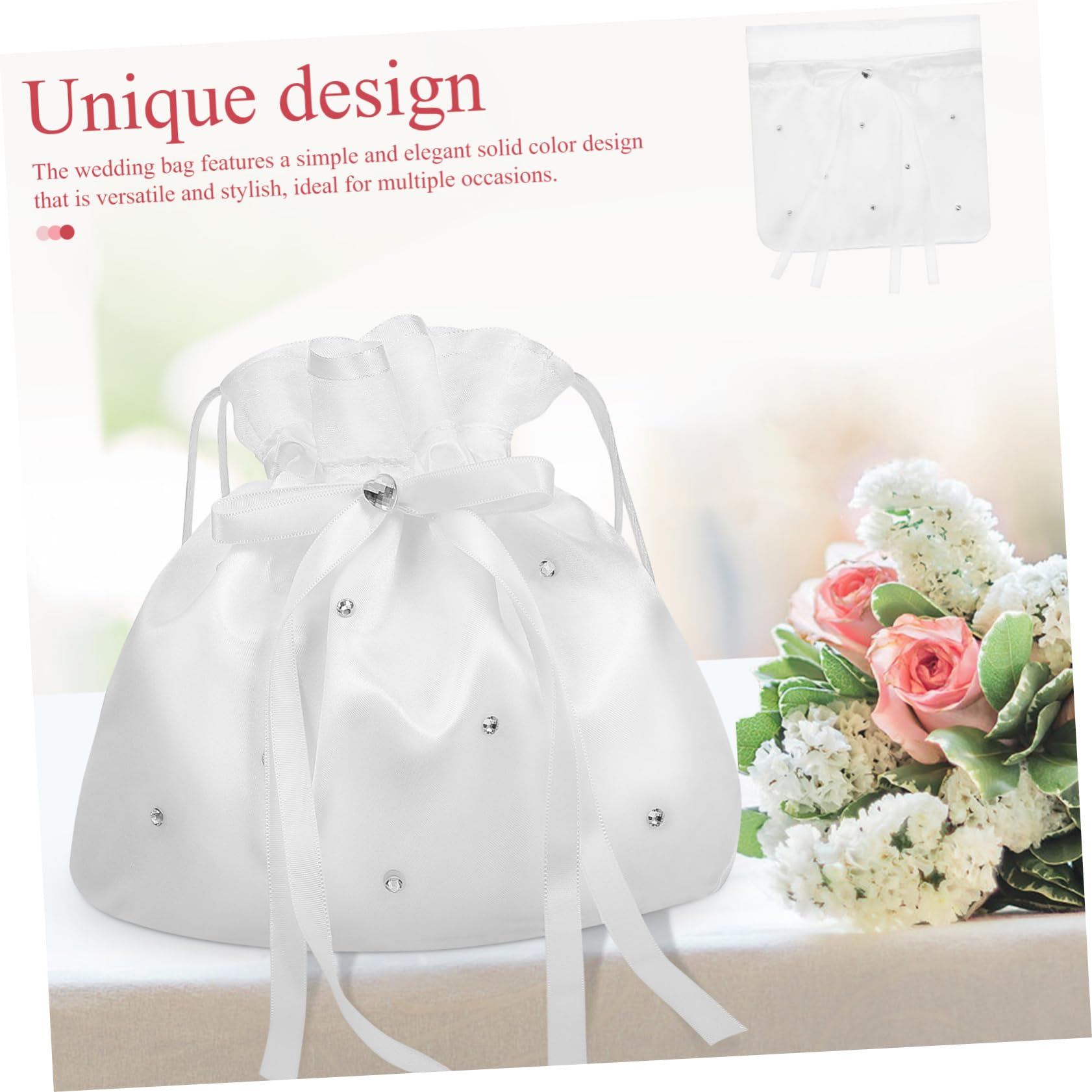 HAPINARY 3-Piece Flower Girl Bag Set - Wedding Favor Drawstring Candy Bags & Money Pouches for Bridal Party, Birthday, Baby Shower - Perfect for Wedding Decorations, Gift Giving, and Special Events