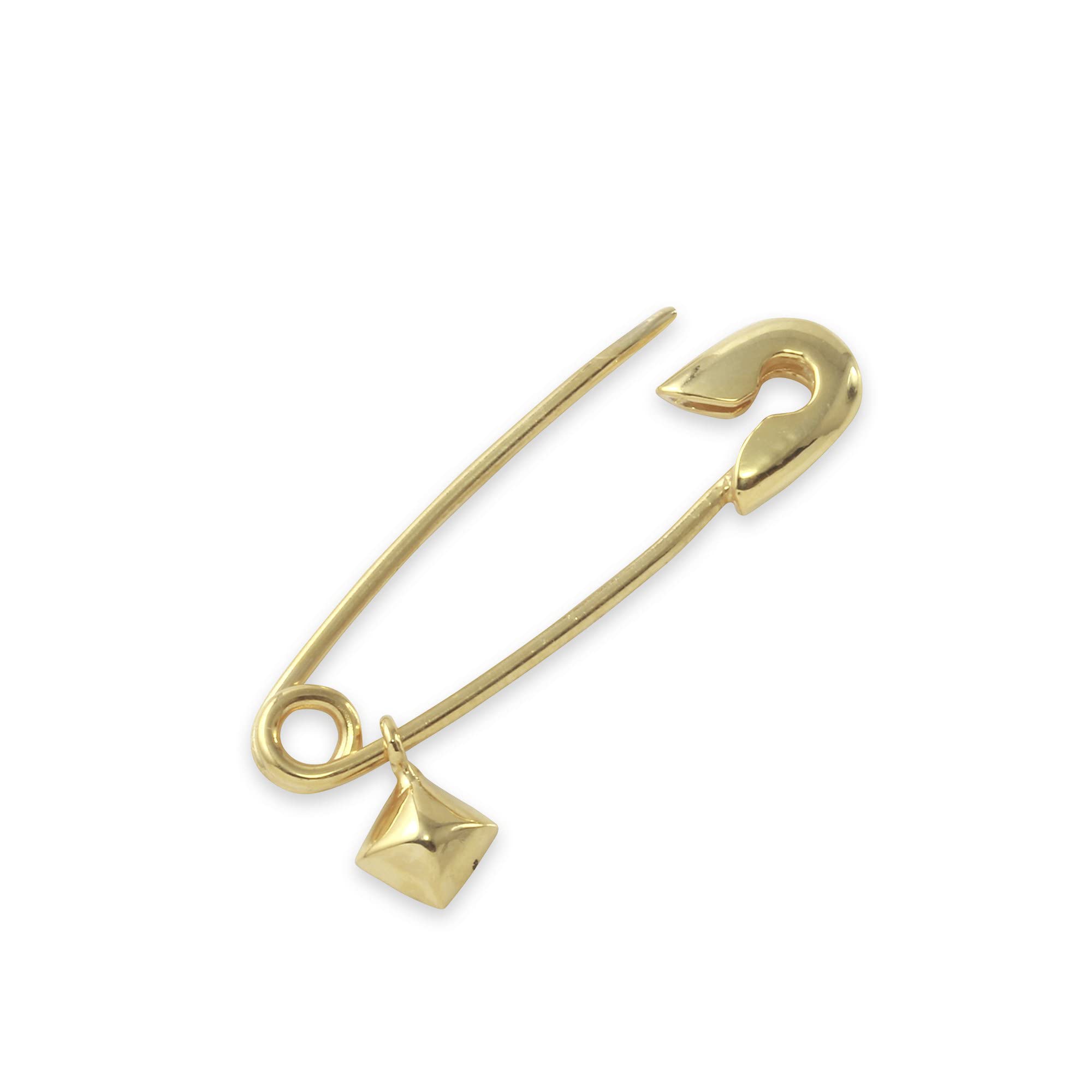 Monte Christo Safety Pin Charm Earring - Gold & Silver Single Earring for Women | Hoop, Safety Pin & Charm Jewelry Gift | Handmade in USA | Perfect for Casual Wear, Parties & Unique Fashion Statements