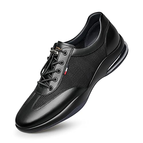 ZRO Men's Air Cushion Leather Slip-On Sneakers - Breathable Comfort Walking Shoes for Men - Perfect for Casual Wear, Office & Travel (2022 Model)
