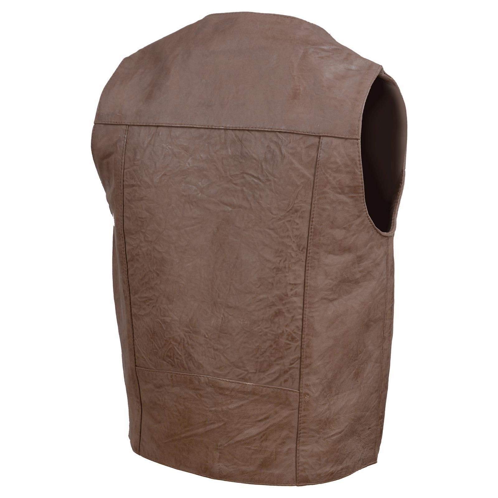 Milwaukee Leather Men's Premium Classic V-Neck Motorcycle Vest - Large Size | Genuine Leather Biker Jacket for Harley Riders | Perfect for Motorcycle Clubs, Road Trips & Casual Wear