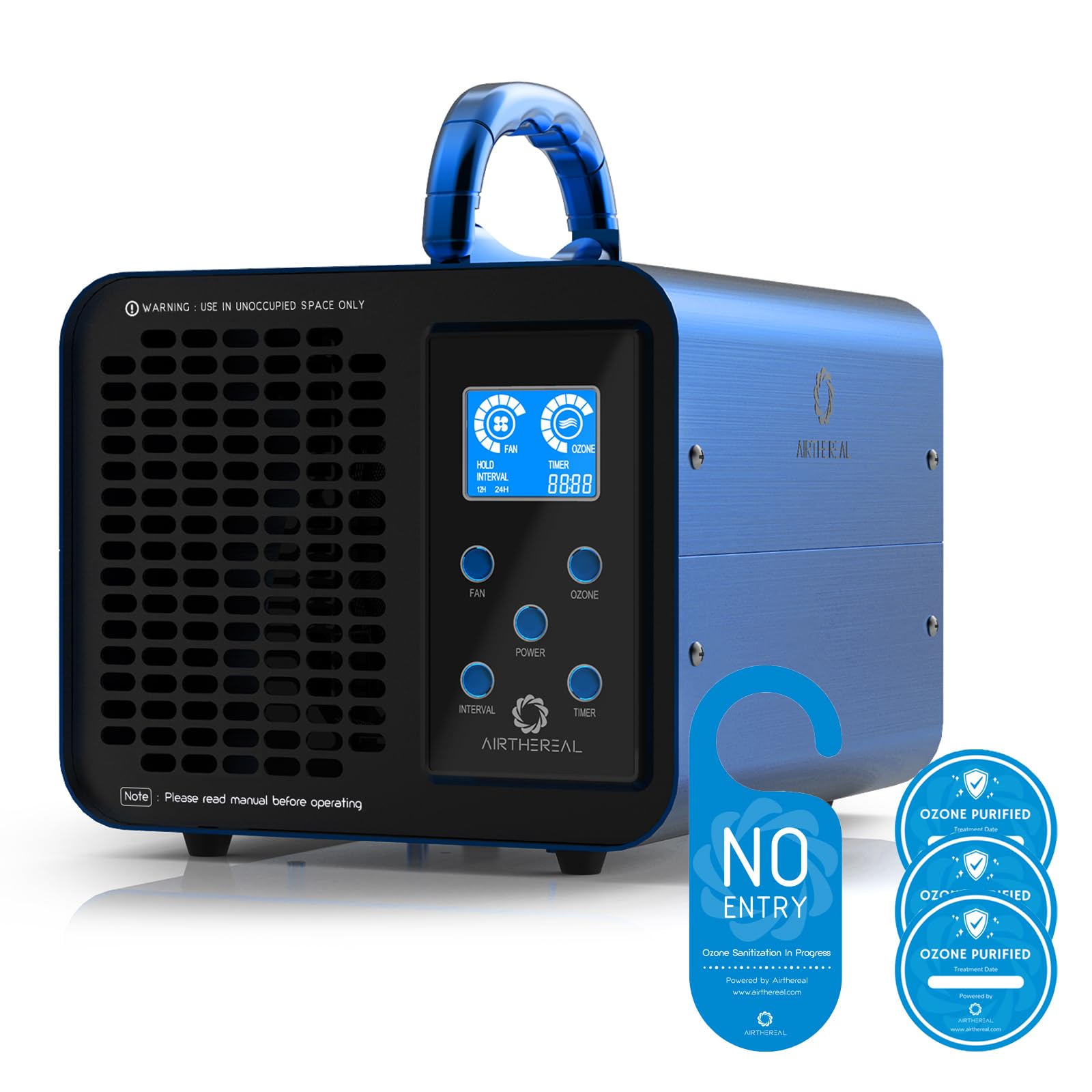 Airthereal MA10K-PRODIGI 10,000mg/hr High Capacity Ozone Generator - Odor Eliminator & Air Purifier for Home, Office, Car, and Pet Areas - Adjustable Settings for Any Room Size (Blue) - Perfect for Smoke, Mold, and Allergen Removal