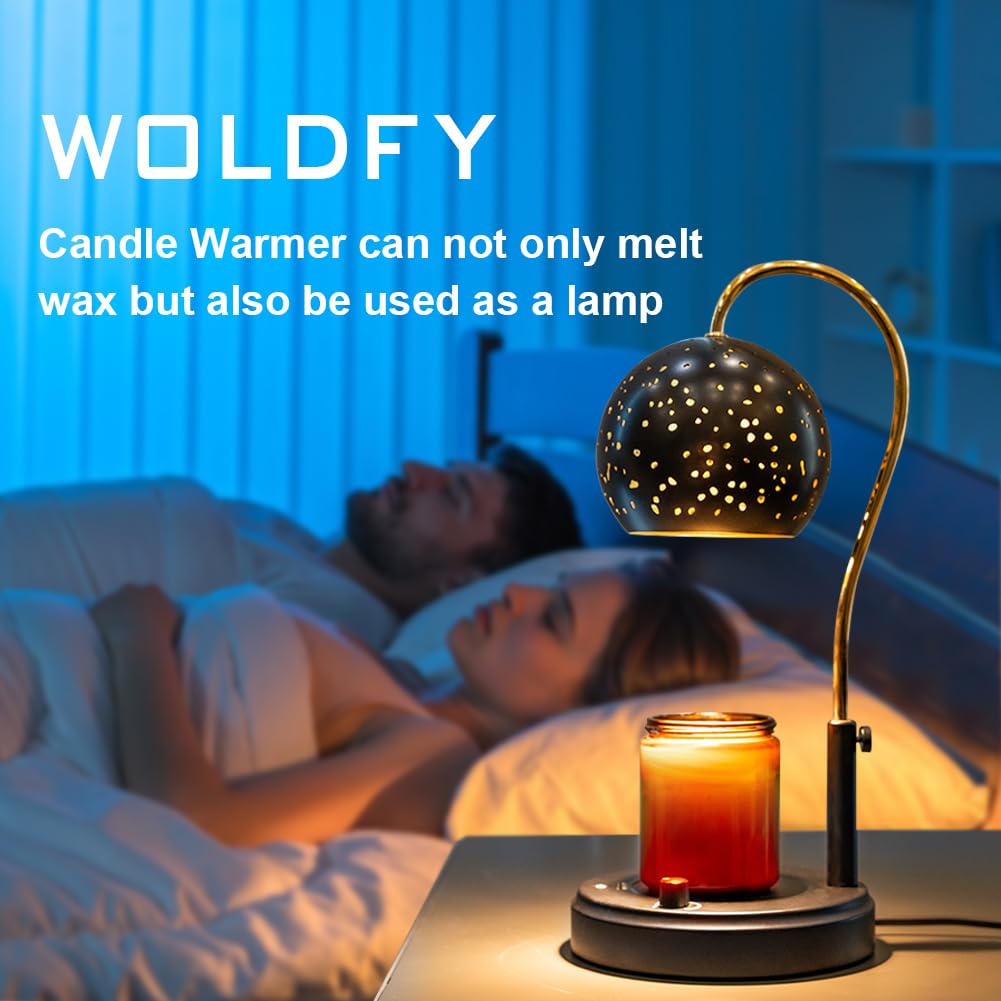 Premium Candle Warmer Lamp with Timer & Adjustable Height - 2 Dimmable Bulbs Included for Scented Jar Candles - Black - Perfect for Home Decor, Relaxation & Aromatherapy