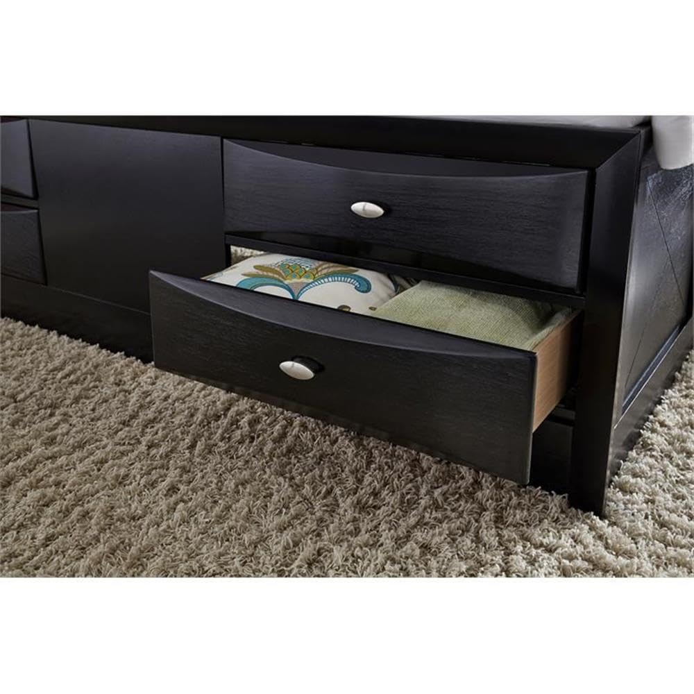 Global Furniture Linda Black King Size Bed Frame - Modern Luxury Bedroom Furniture for Master Suite & Guest Room