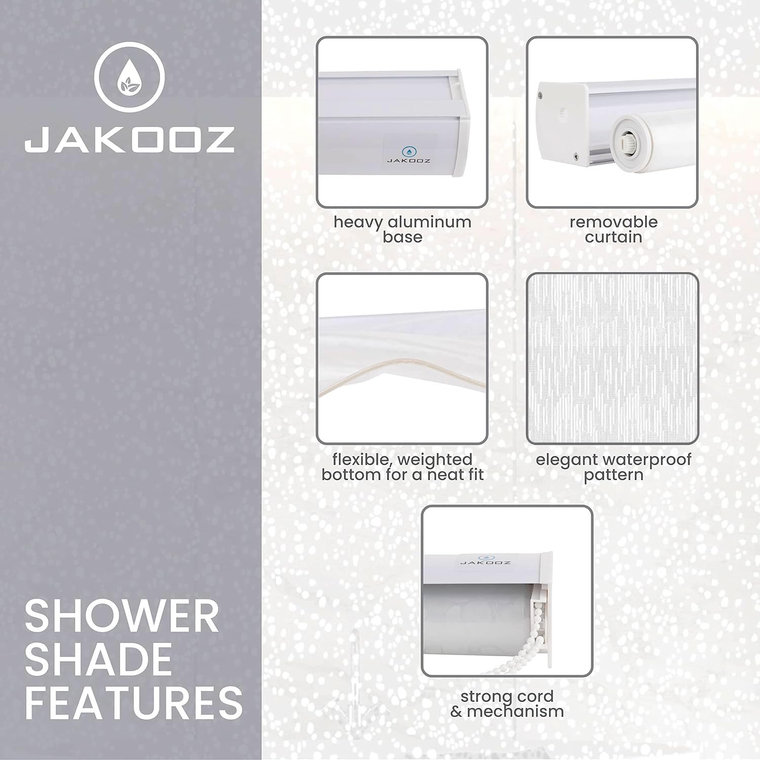 Waterproof Rollup Shower Curtain for Bathroom - 100% PEVA Heavy Duty Bathtub Roller Blind Curtain (56