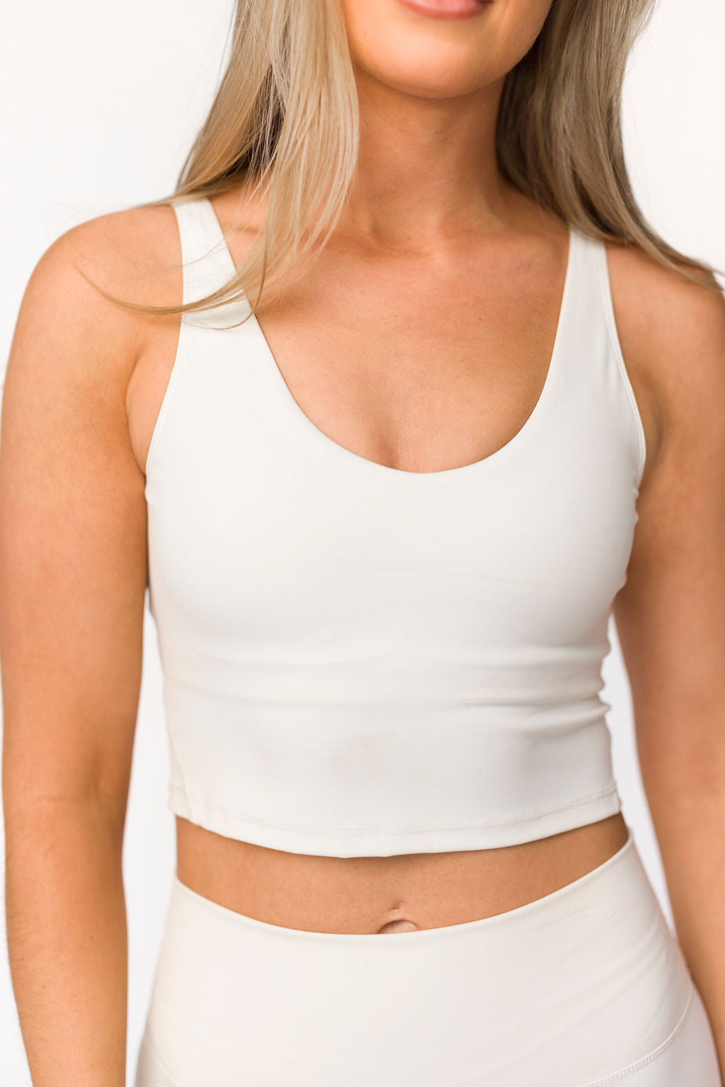 Aligned Performance Cropped Tank Top for Women - Breathable Workout Shirt in Cream Color | Perfect for Yoga, Running & Gym Training