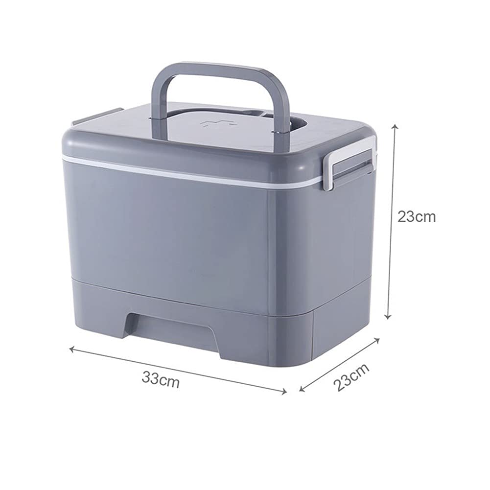 Jjoer Large Plastic Medicine Storage Box with Compartments - First Aid Organizer Tin in Grey (33 Compartments) - Perfect for Home, Travel & Emergency Medical Supplies