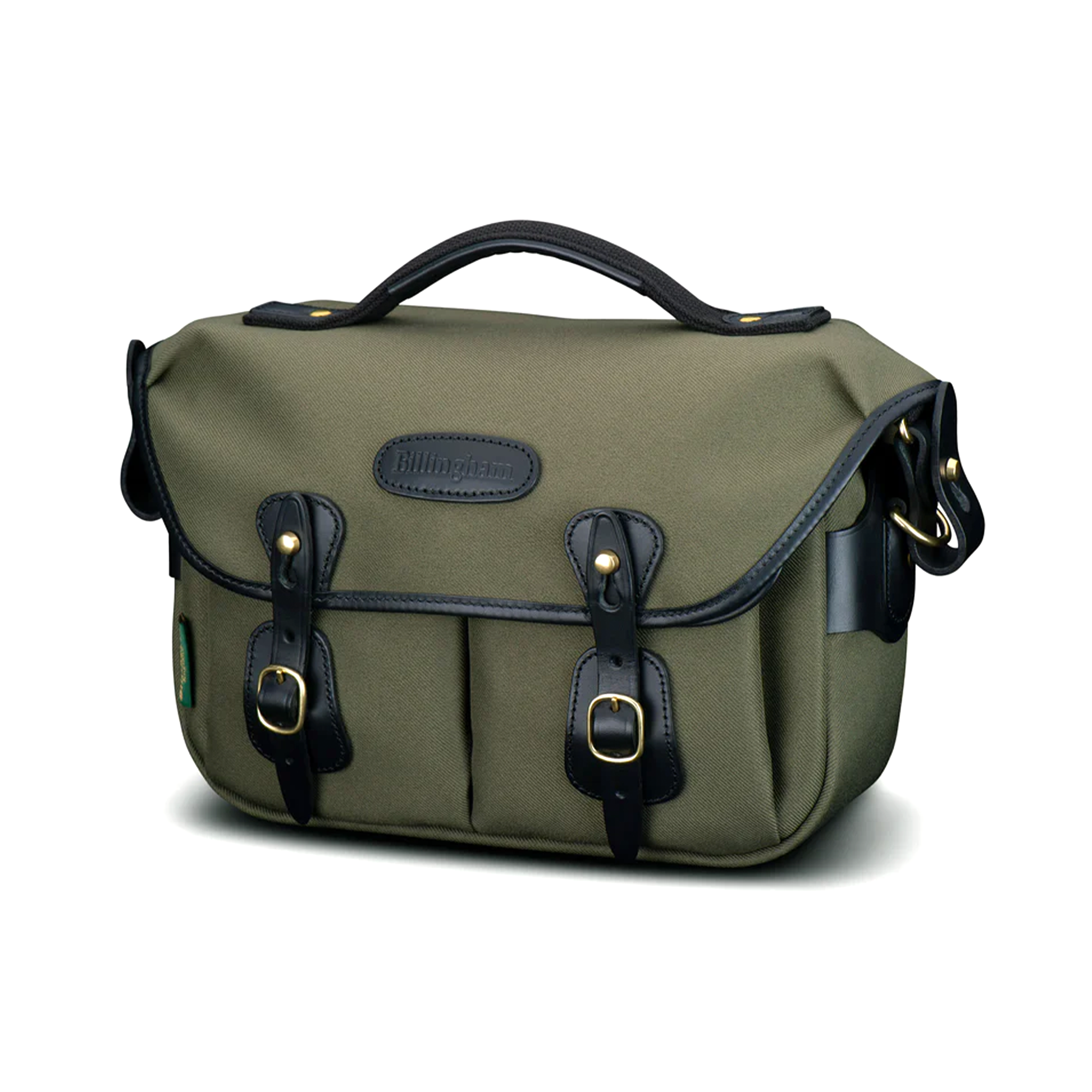 Billingham Hadley Small Pro 3.5L Shoulder Bag - Waterproof Sage FibreNyte & Black Leather with Olive Lining | Perfect for Travel, Photography & Everyday Carry