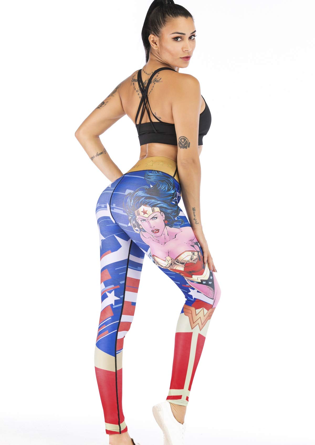 Women's Superhero Printed Yoga Leggings - High Waist Compression Workout Pants for Running, Gym & Casual Wear