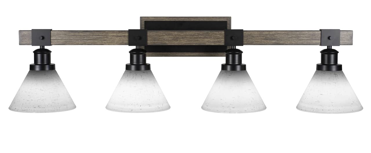 Tacoma 4 Lt Vanity in Matte Black & Painted Distressed Wood-Look (1844-MBDW-312) - Modern Bathroom Vanity Set with Sink for Home Remodeling & Small Space Solutions