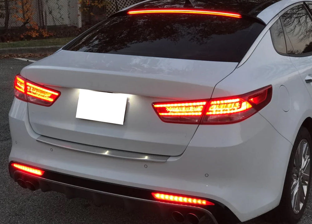 Full LED Bumper Reflector Brake & Sequential Turn Signal Lights for 2016-2018 Kia Optima SX - Upgrade Your Car's Safety & Style for Night Driving & Custom Look