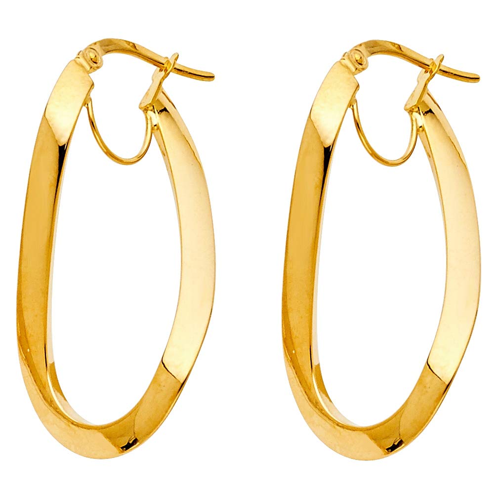 14K Gold Earrings 19x36mm - Elegant Dangle Hoop Earrings for Women | Perfect Gift for Anniversary, Birthday & Valentine's Day | Everyday Wear & Special Occasions