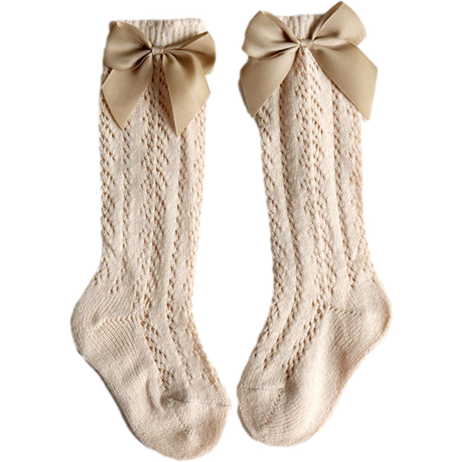 **Baby Girl Knee-High Socks with Bows – Soft Toddler & Infant Stockings – Princess Frilly Socks for Newborns – Perfect for Dress-Up, Parties & Everyday Wear**