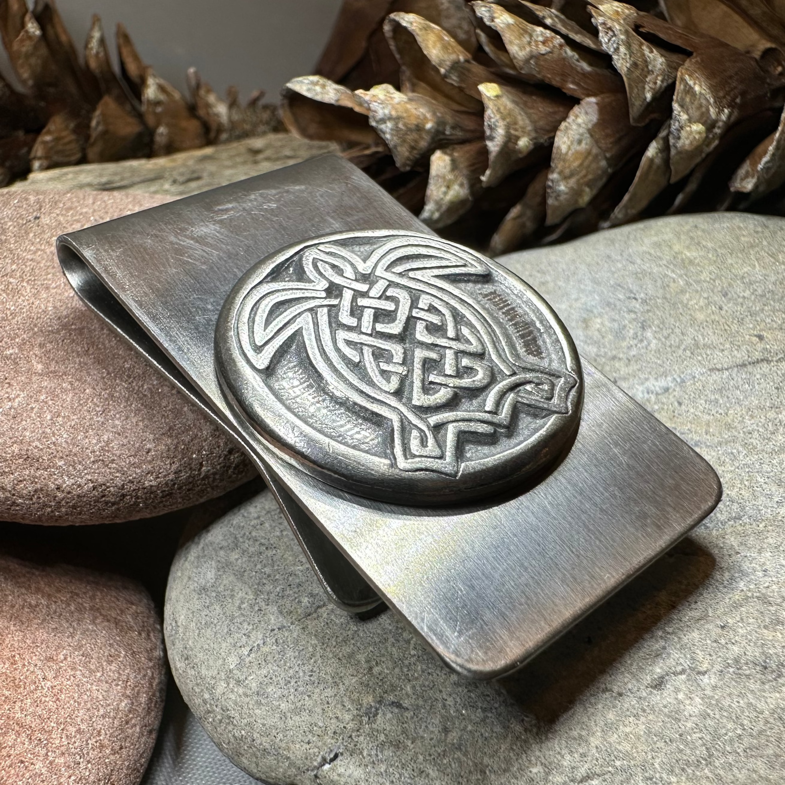 Celtic Turtle Money Clip - Handcrafted Stainless Steel Wallet Money Holder for Men | Perfect for Cash, Credit Cards & ID | Ideal Gift for St. Patrick's Day, Birthday & Anniversary