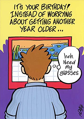 Funny Over the Hill Birthday Card for Men - Oatmeal Studios Humorous 'Man Staring at Calendar' Design - Perfect for Husband, Dad, Brother & Coworker Birthday Gifts