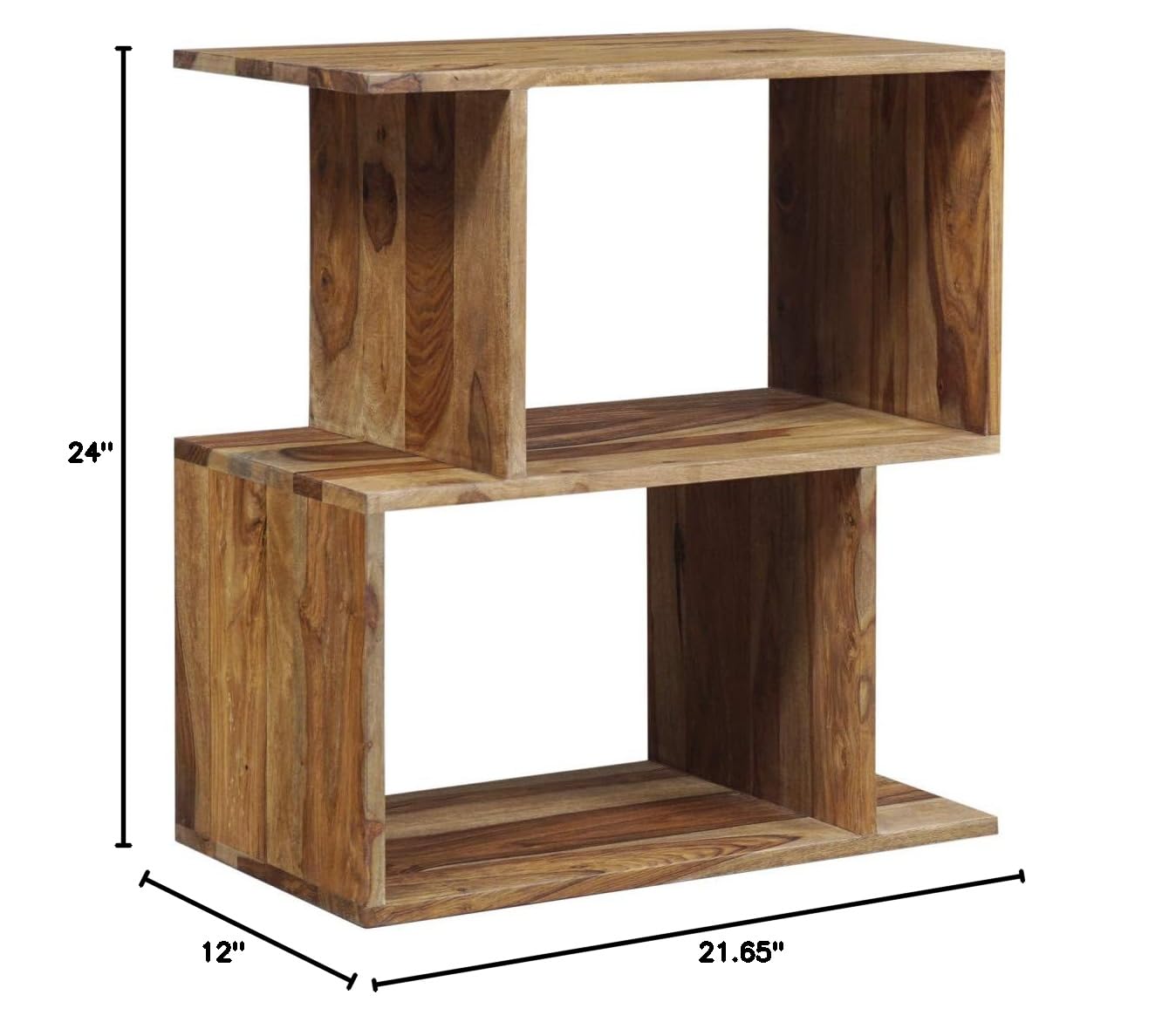 Porter Designs Urban Solid Sheesham Wood Bookcase - Natural Finish | Modern Bookshelf for Living Room, Home Office & Library Organization