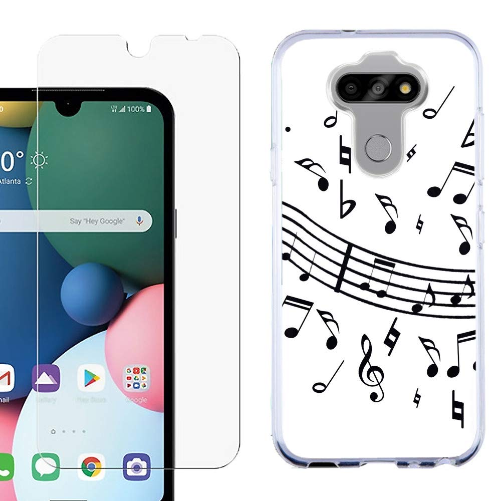 Slim-Fit LG Tribute Monarch TPU Case with Screen Protector - Music Notes Design for Daily Protection