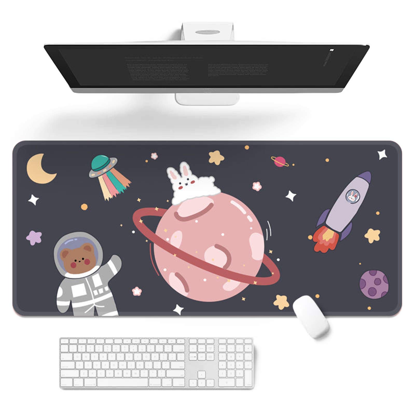 Kawaii Cute Large Gaming Desk Mat - 32x12 Inch Cartoon Mouse Pad & Keyboard Pad for PC, Laptop, Home Office, Writing - Perfect for Work, Study & Gaming Setup