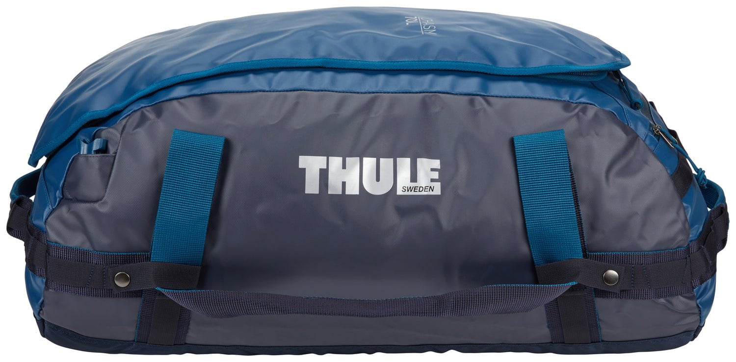 Thule Chasm 70L Duffel Bag - Waterproof Travel Duffel with Shoulder Straps, Poseidon Blue - Perfect for Camping, Hiking & Adventure Travel Gear