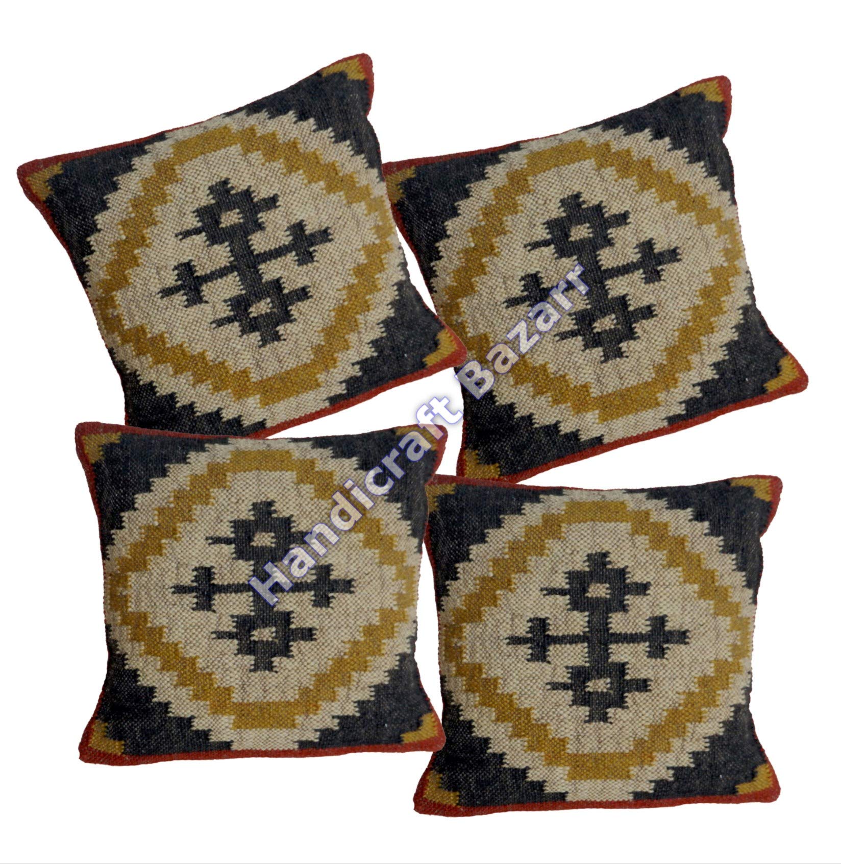 Handmade Indian Design Vintage Pillow Cover - 18 Inch Boho Cushion Cover for Sofa, Bed & Outdoor Decor | Handcrafted Cotton Throw Pillow Case for Living Room, Patio & Home Accessories