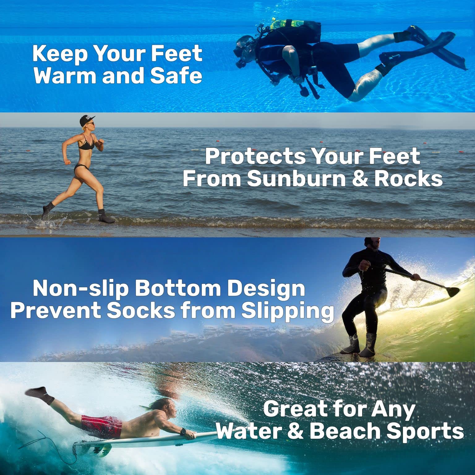 H2ODYSSEY 5mm Neoprene Diving Socks - High Ankle Water Socks for Scuba Diving, Snorkeling & Water Sports | Thermal Protection & Comfort