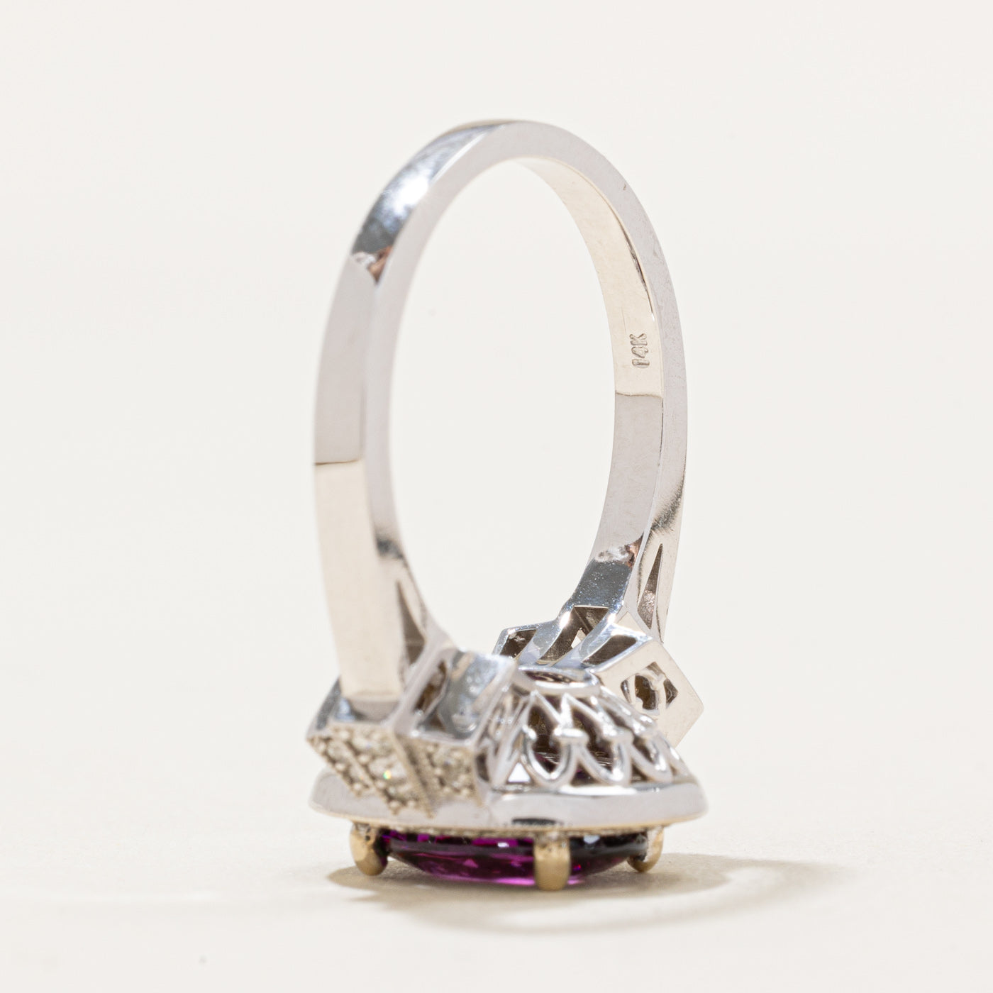 Exquisite 2.45ct Purple Garnet & 0.34ct Diamond Halo Ring - Size 6.5 | Elegant Engagement, Anniversary & Special Occasion Jewelry Gift