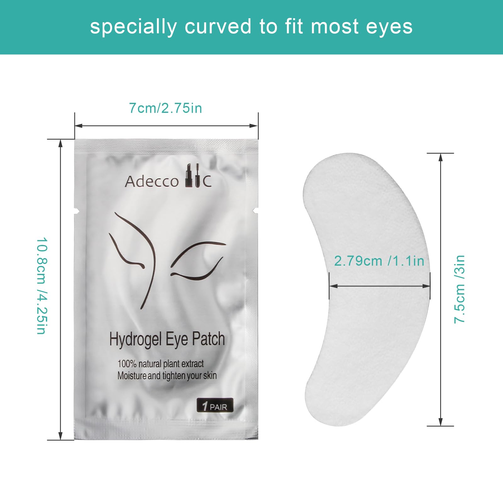 AHIER 100 Pairs Hydrogel Eyepads for Eyelash Extensions - Lint Free, Reusable Eye Patch for DIY False Eyelash Application & Professional Lash Extension Makeup - Perfect for Salon Use & At-Home Beauty Care