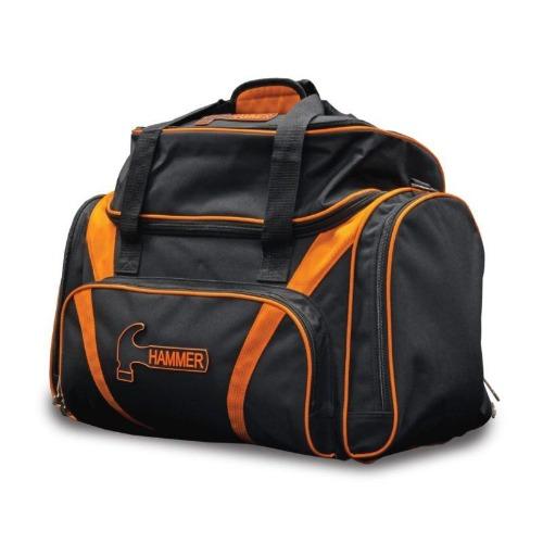 Premium Deluxe Black & Orange Double Tote Bowling Bag - Heavy Duty 2-Ball Carrier with Reinforced Handles for League Play & Tournament Travel
