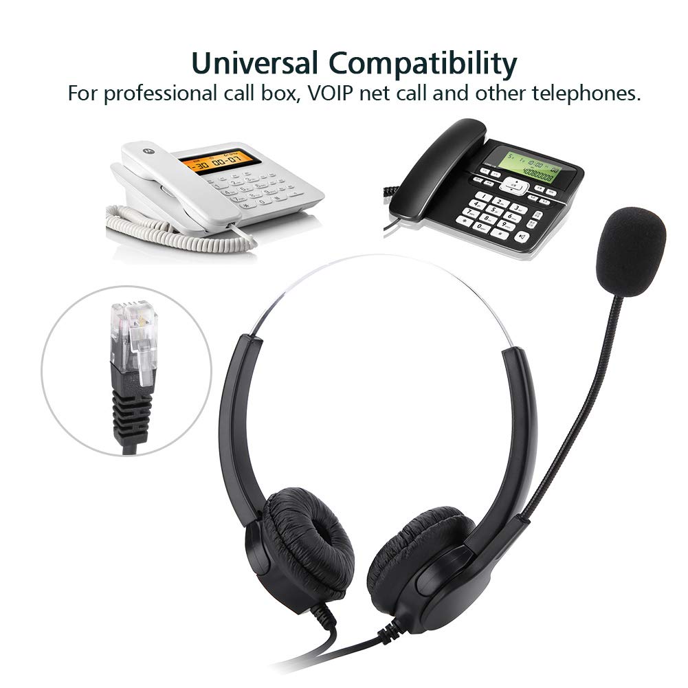 Professional Noise Cancelling Call Center Headset with RJ9 Connector - Crystal Clear Office Phone Headset for Comfortable Long Wear | Ideal for Telephone Counseling Services & Customer Support Teams