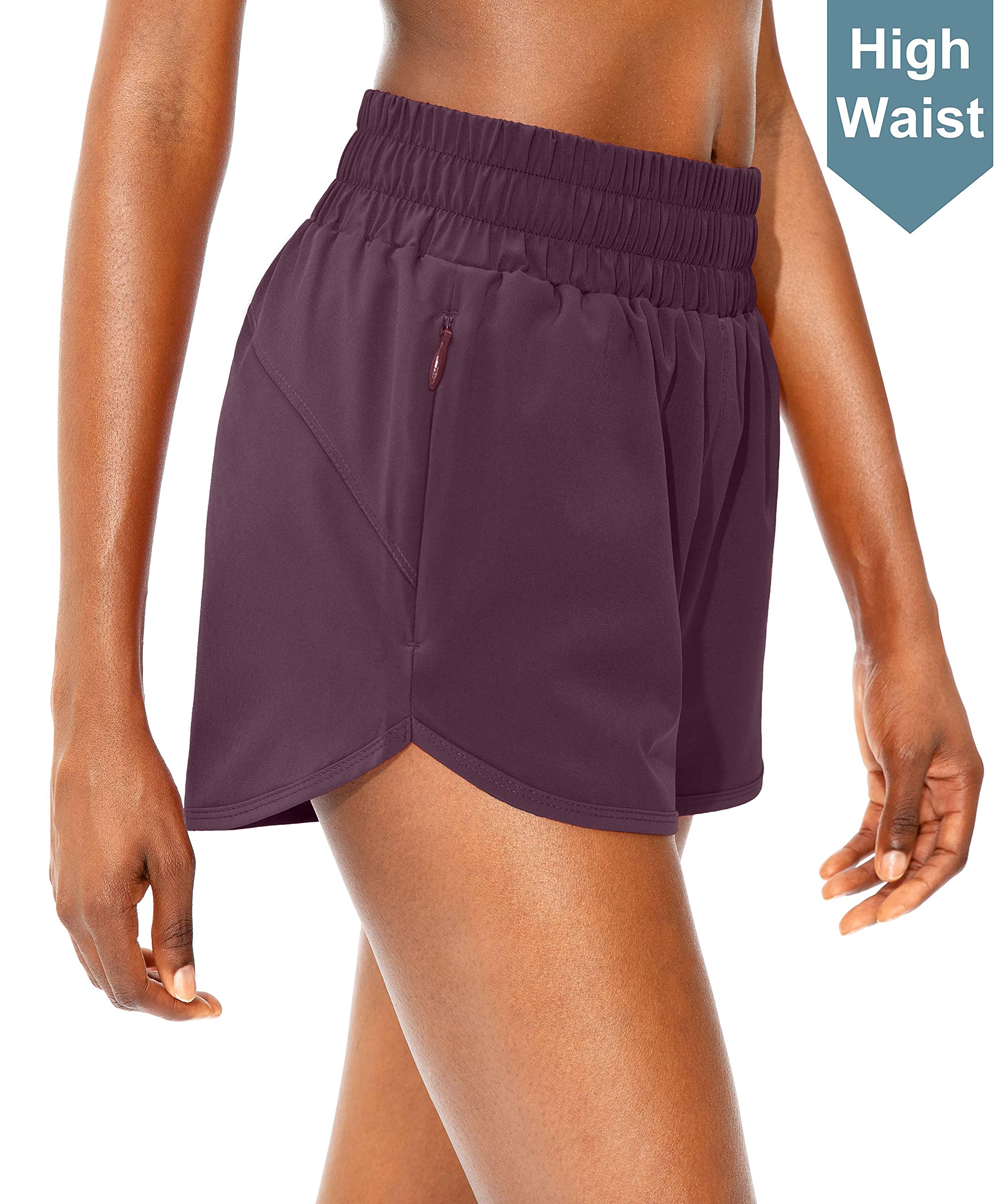 SANTINY High Waisted Running Shorts for Women with Zip Pockets - Athletic Workout Gym Shorts with Liner - Perfect for Jogging, Yoga & Fitness Training