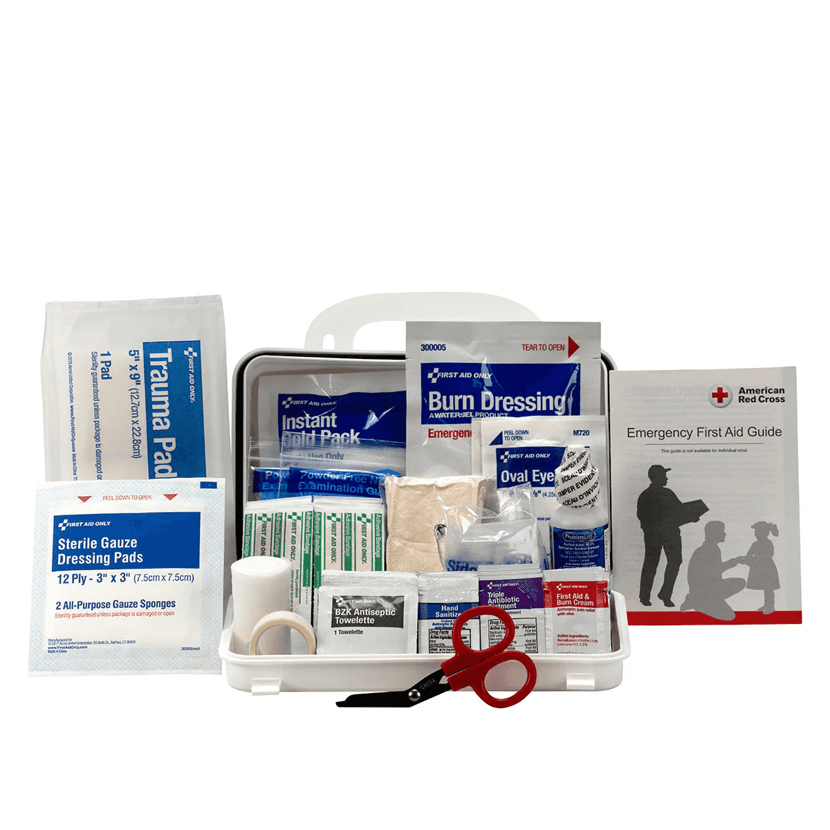 10-Person ANSI A Compliant First Aid Kit with Durable Plastic Case - Case of 12 - Ideal for Workplace Safety, Emergency Preparedness & Home Use