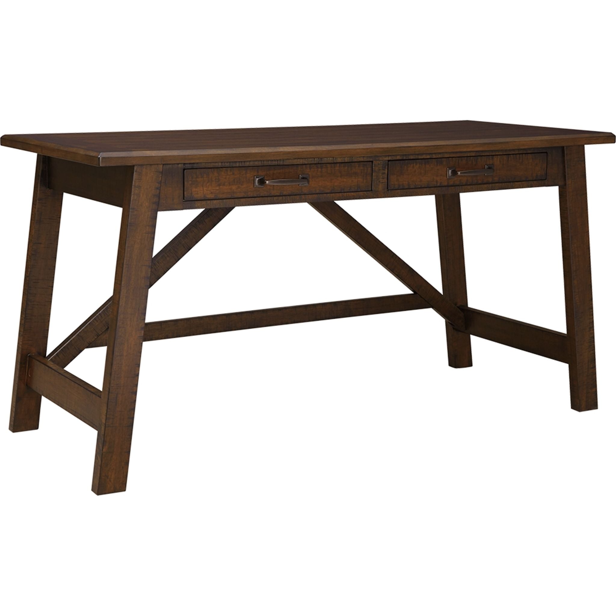 Baldridge Desk in Rustic Brown - Solid Wood Home Office Desk for Study & Work - Perfect for Home Office, Study Room & Workspace