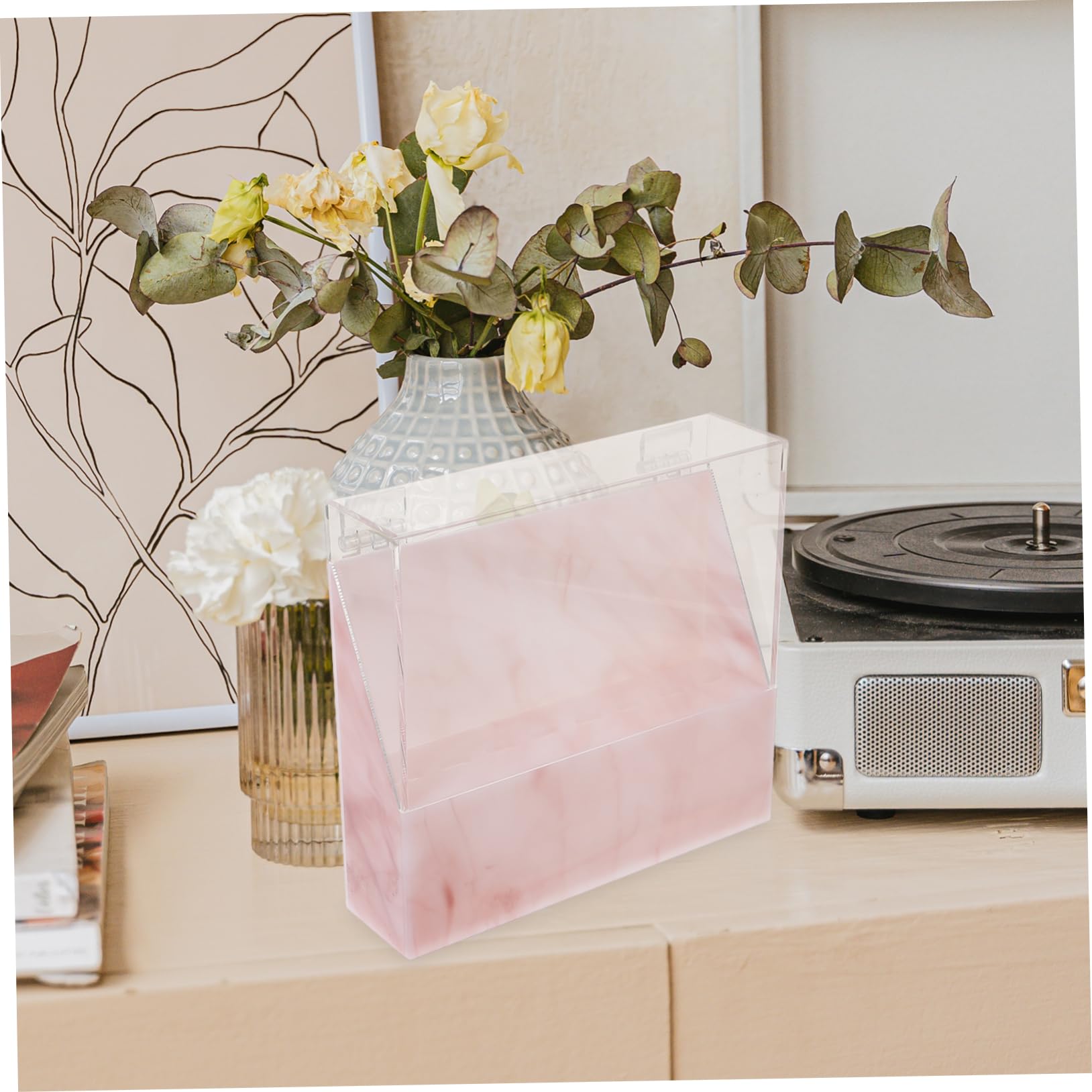 Acrylic Makeup Organizer with Marble Design - Lash Extension Tweezers Holder & Stand for Professional Beauty Tools | Perfect for Salon, Home Vanity & Travel Makeup Case