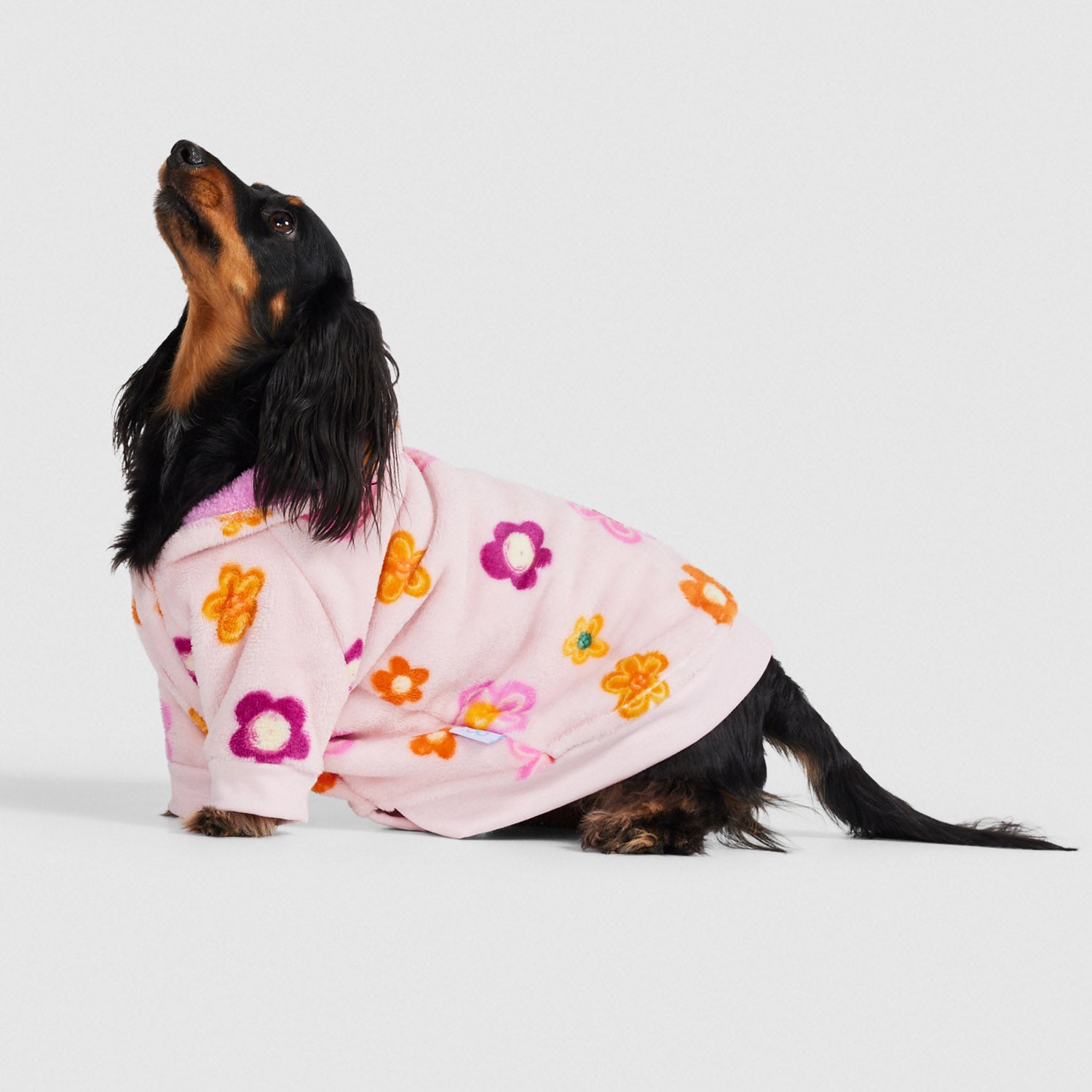Happy Flowers Dog Oodie - Cozy Fleece Dog Hoodie for Small & Medium Breeds - Perfect for Indoor Lounging & Outdoor Walks