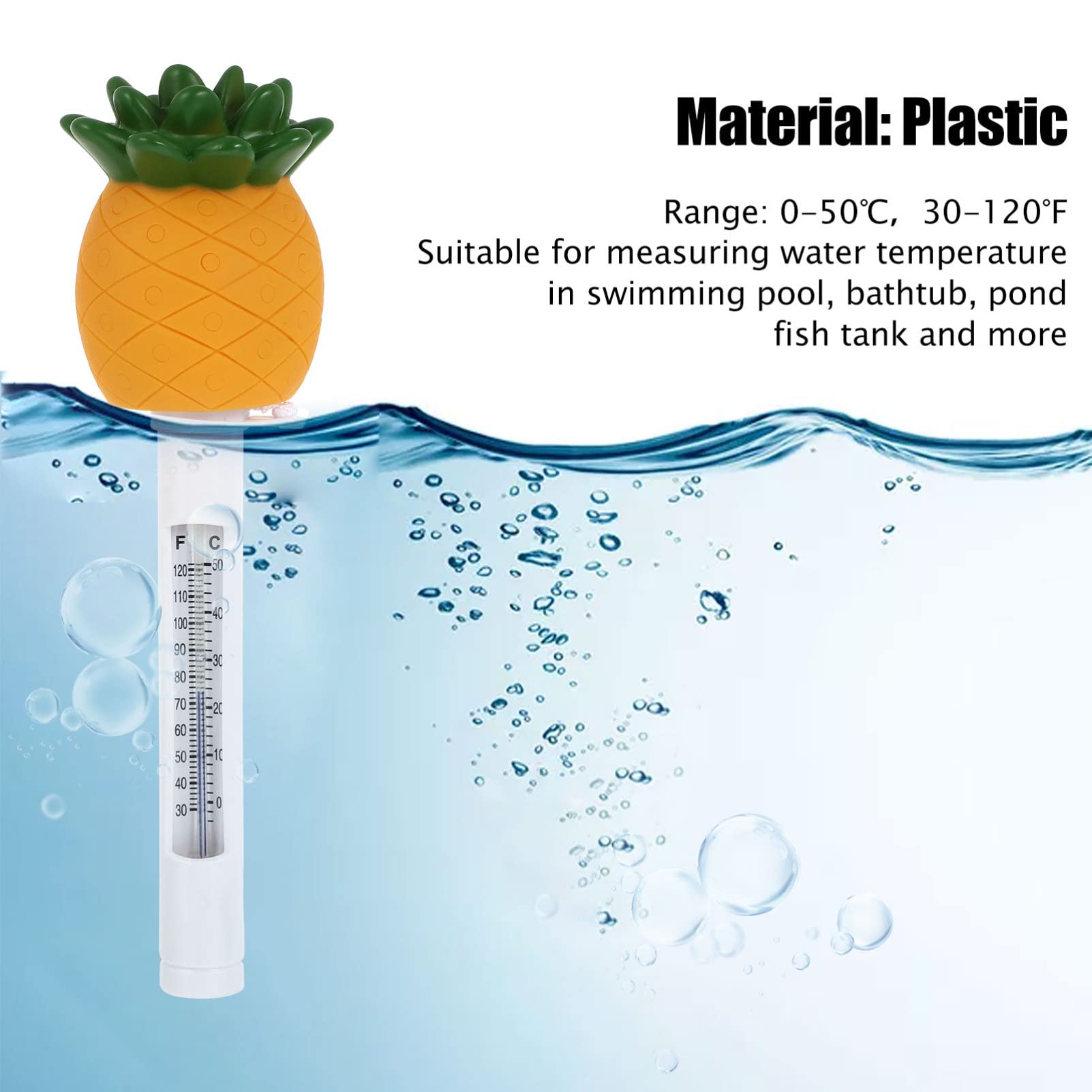 DOITOOL Floating Pool Thermometer - Large Pineapple-Shaped Water Temperature Gauge for Easy Reading in Outdoor & Indoor Swimming Pools, Spas, Hot Tubs - Perfect for Pool Parties, Backyard Relaxation, and Spa Maintenance