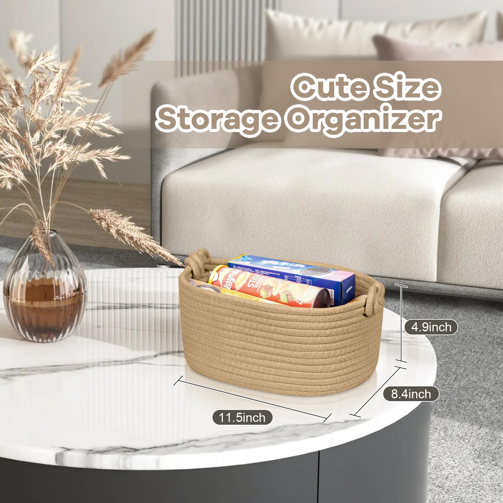 Khaki Woven Rope Basket - Storage Organizer for Toys, Towels & Gifts | Home Nursery Decor