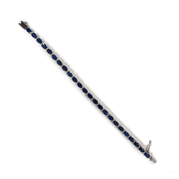 14K White Gold Sapphire Bracelet for Women - Elegant Tennis Bracelet with Genuine Sapphire Stones - Perfect for Weddings, Anniversaries & Special Occasions