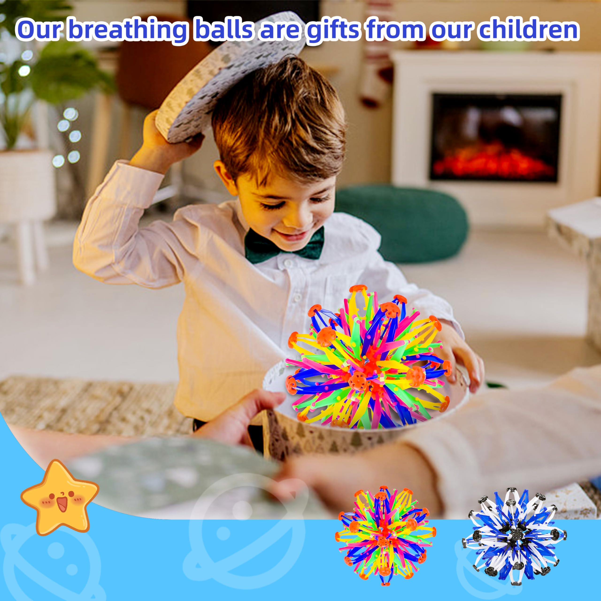 2 Pack Expandable Breathing Ball Toy for Kids & Adults - Stress Relief, ADHD, Anxiety & Mindfulness - Fidget Sensory Toy for Boys & Girls Ages 1, 2, 3+ Years Old - Perfect for Classroom, Home & Therapy Use