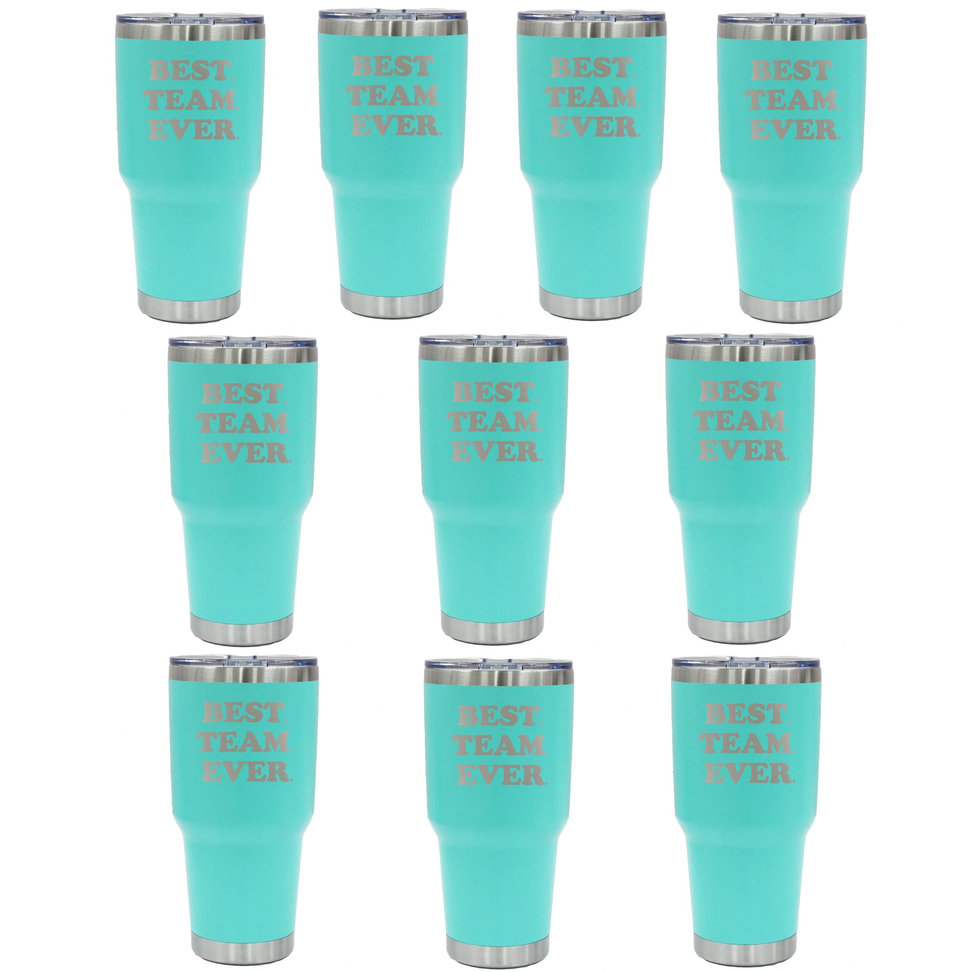 30 oz Insulated Stainless Steel Tumbler with Lid & Straw - Set of 10 Turquoise Cups for Office Teams, Employee Appreciation Gifts, Coworker Recognition - Perfect for Corporate Events, Volunteer Rewards & Workplace Hydration