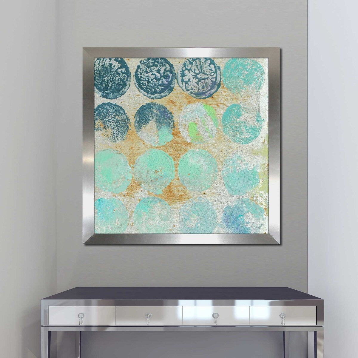 Aqua Circles II Square Print on Acrylic - Modern Abstract Wall Art for Living Room, Bedroom & Office Decor