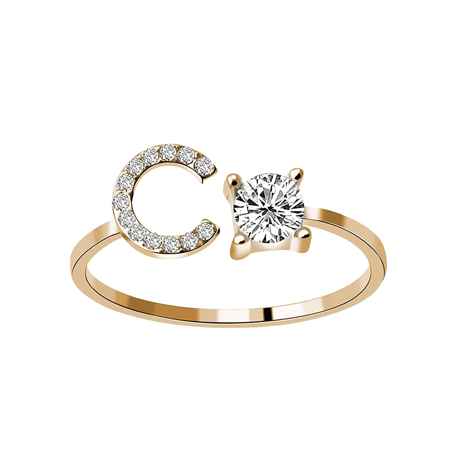 Elegant Silver Letter Rings for Women - 26 Alphabet & Diamond Opening Fashion Rings | Perfect for Gifts, Parties, and Everyday Wear