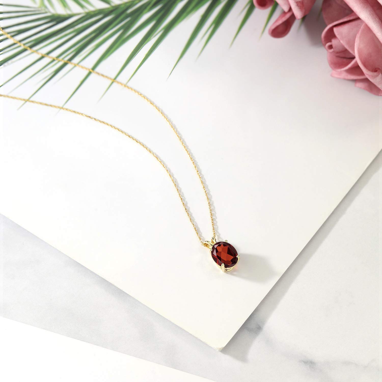 14K Yellow Gold 10X8MM Oval Birthstone Pendant Necklace for Women - 18 Inch Chain | Fine Jewelry Gift for Mom, Wife, Her | Perfect for Birthdays, Anniversaries & Special Occasions